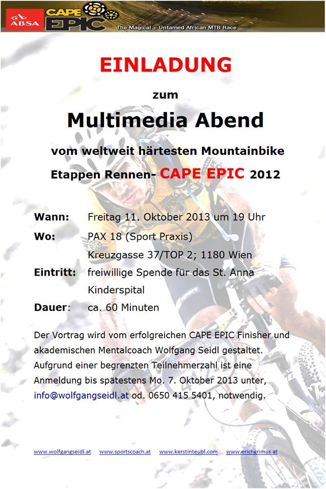 "Cape Epic" Vortrag in Wien