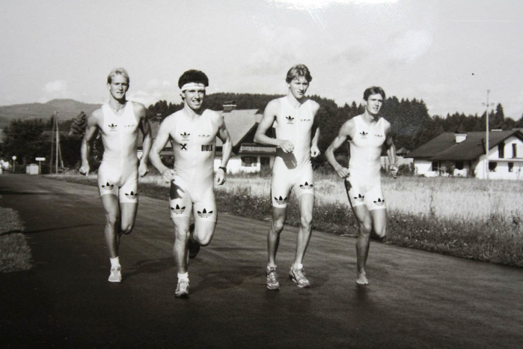 Die Geschichte des Triathlon Helge Lorenz, Stefan Petschnig, Walter Zettinig, Helmut Wolf