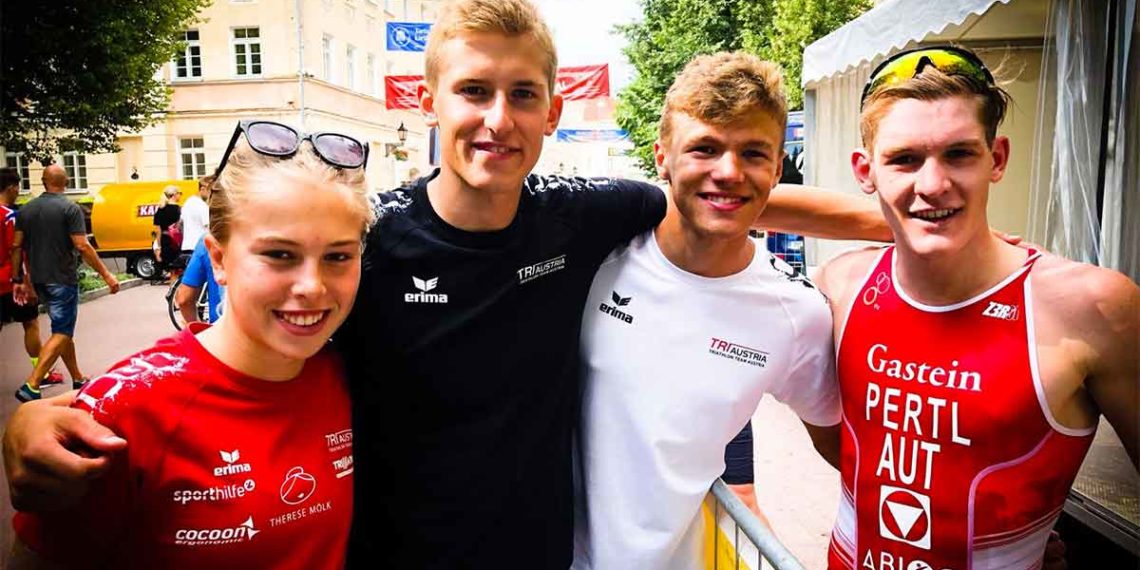 Lukas Pertl mit Team bei der Europameisterschaft in Tartu 2018