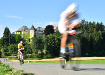 KLAGENFURT, AUSTRIA - JULY 07: Athletes compete in the bike leg during the Ironman Austria on July 07, 2019 in Klagenfurt, Austria. (Photo by Sebastian Widmann/Getty Images for IRONMAN)