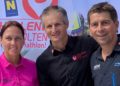 Petra Schwarz (Bestzeit), Zibi Szlufcik (Challenge Family), Christoph Schwarz (Bestzeit) bei der Vertragsunterzeichnung