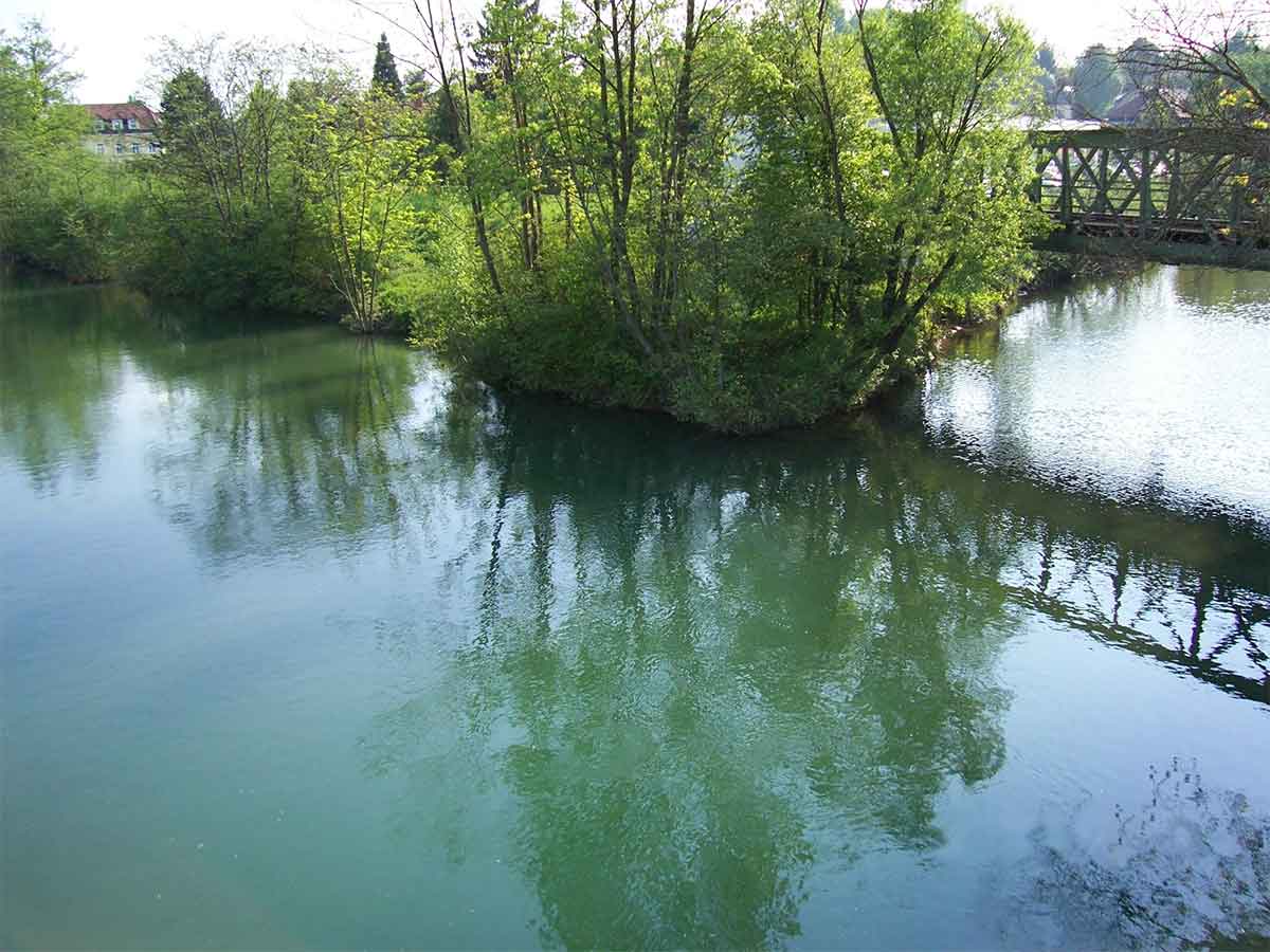Neuer Triathlon in Wieselburg 2 Zusammenfluss der Kleinen und Großen Erlauf in Wieselburg