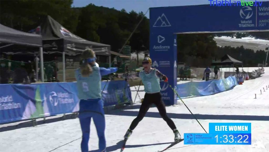 Slavinec holt Wintertriathlon Vizeweltmeistertitel in Andorra Romana Slavinec